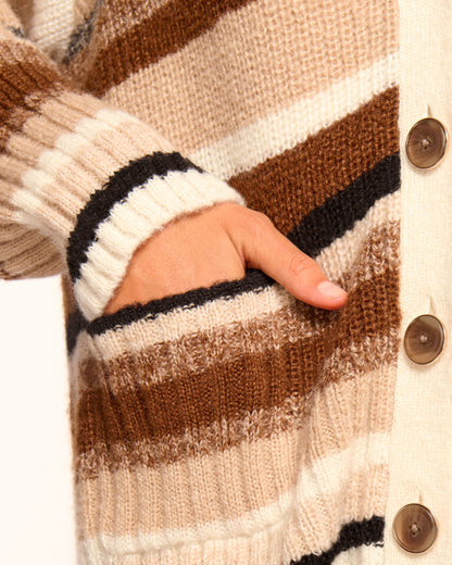 Caroline Striped Cardigan Sweater