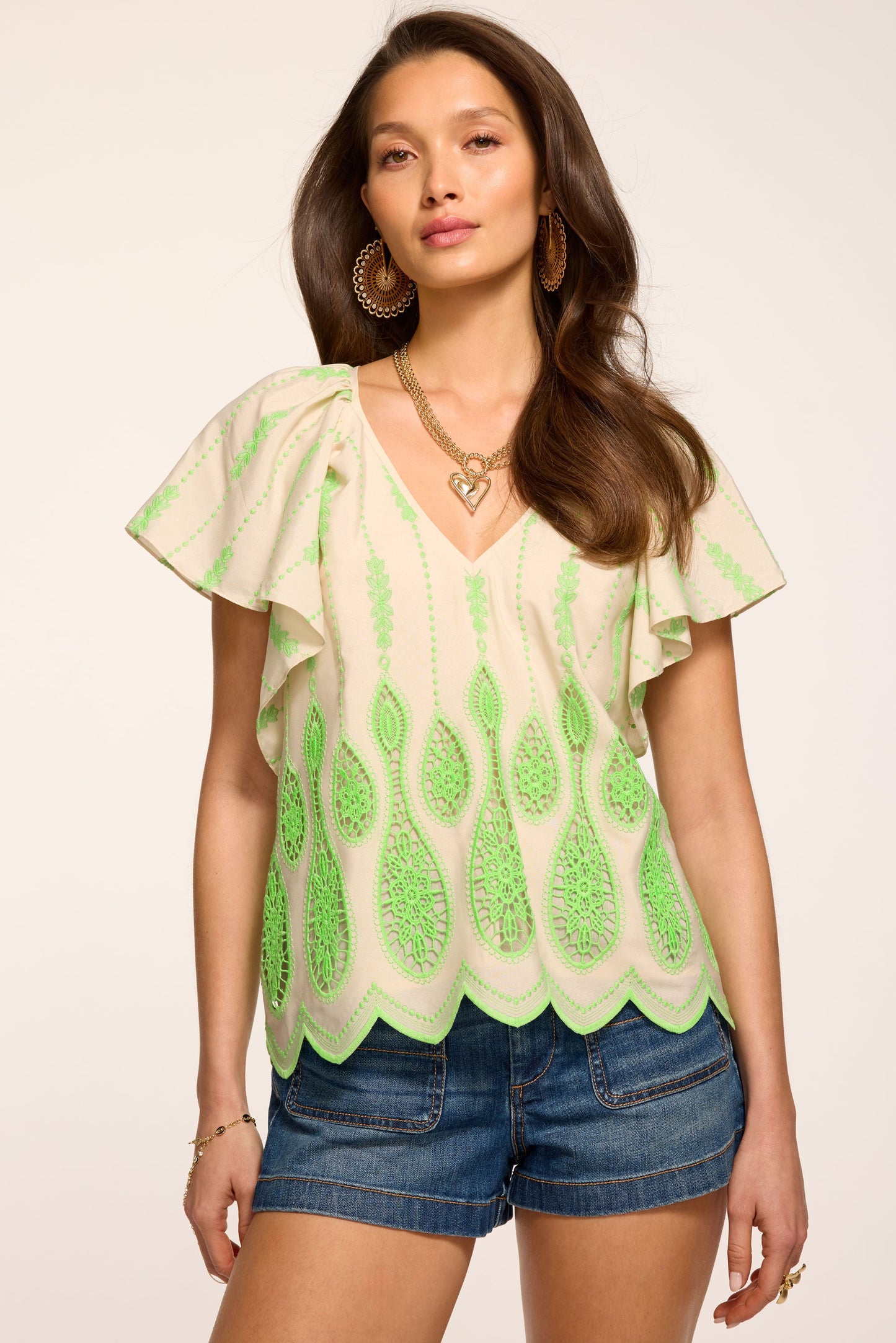 Bettie Embroidered Short Sleeve Top