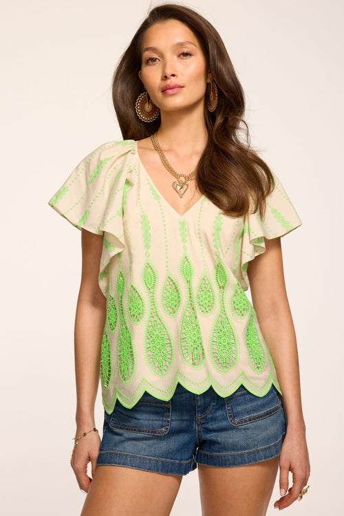 Bettie Embroidered Short Sleeve Top