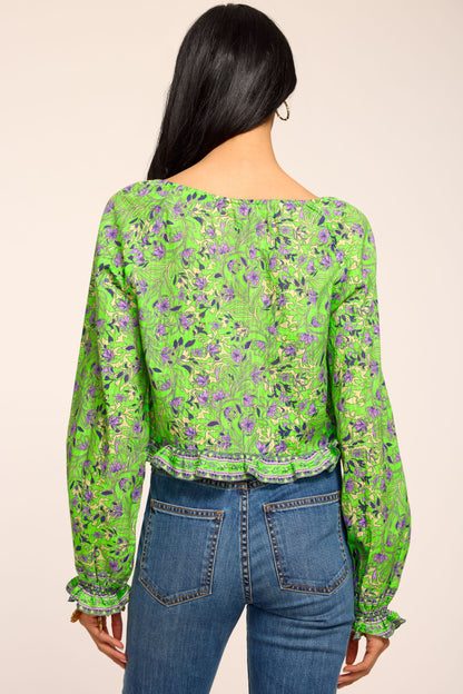 Farah Printed Cotton Long Sleeve Top