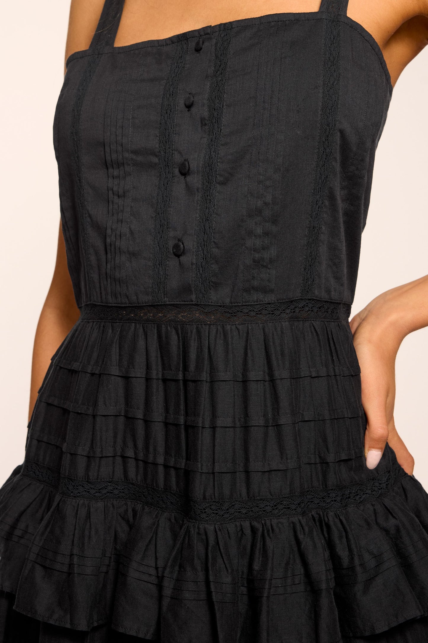 Daria Embroidered Voile Midi Dress | BLACK