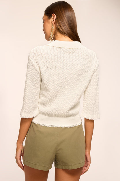 Azaria Textured Knit Collared Sweater