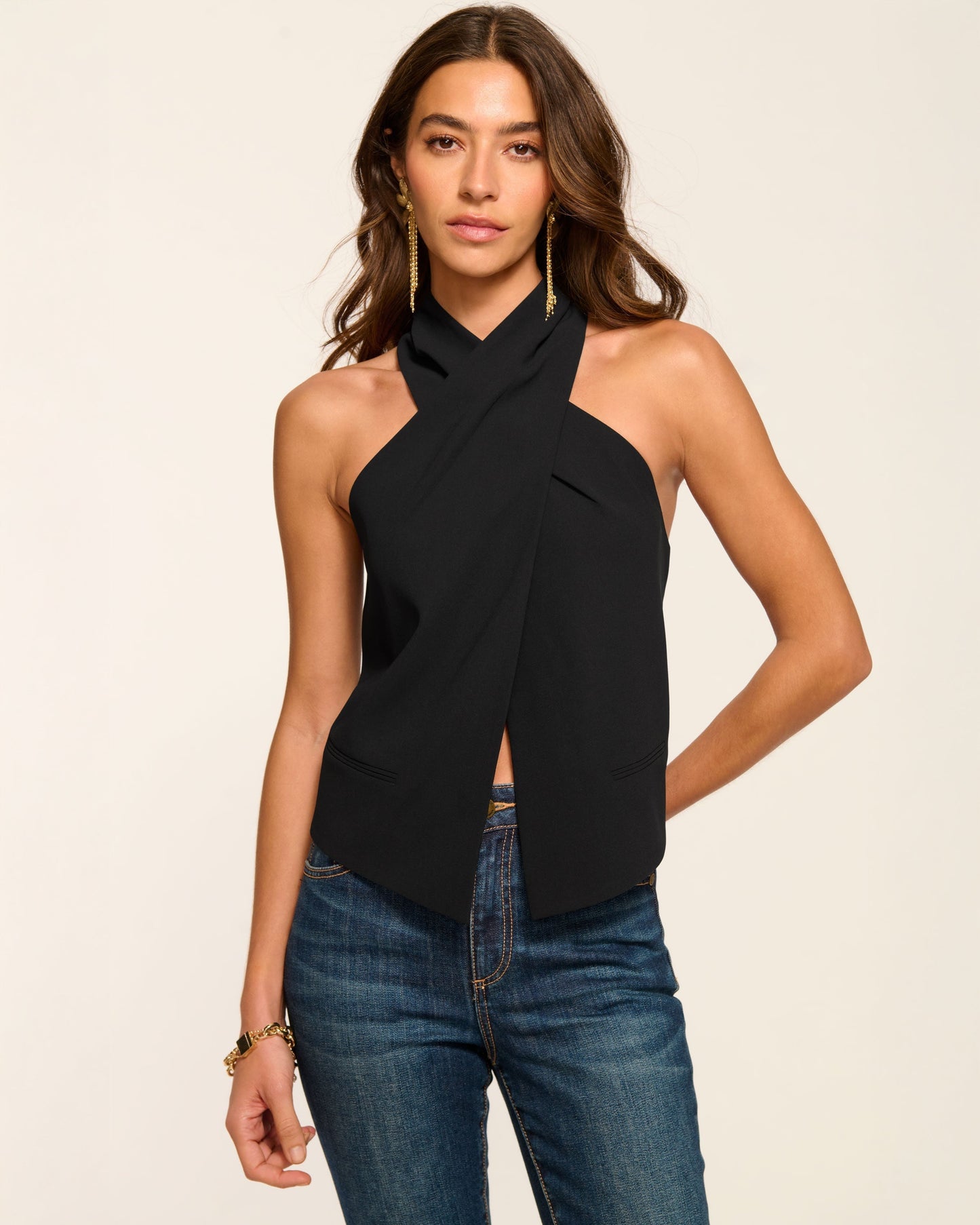 Andie Tailored Halter Top | BLACK
