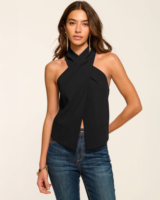 Andie Tailored Halter Top | BLACK
