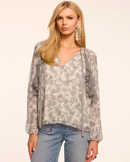 Emily Printed Silk Long Sleeve Blouse