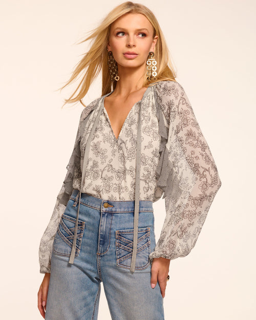 Emily Printed Silk Long Sleeve Blouse