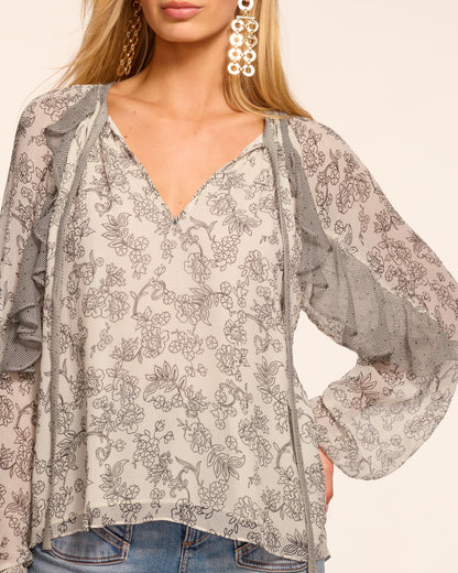 Emily Printed Silk Long Sleeve Blouse