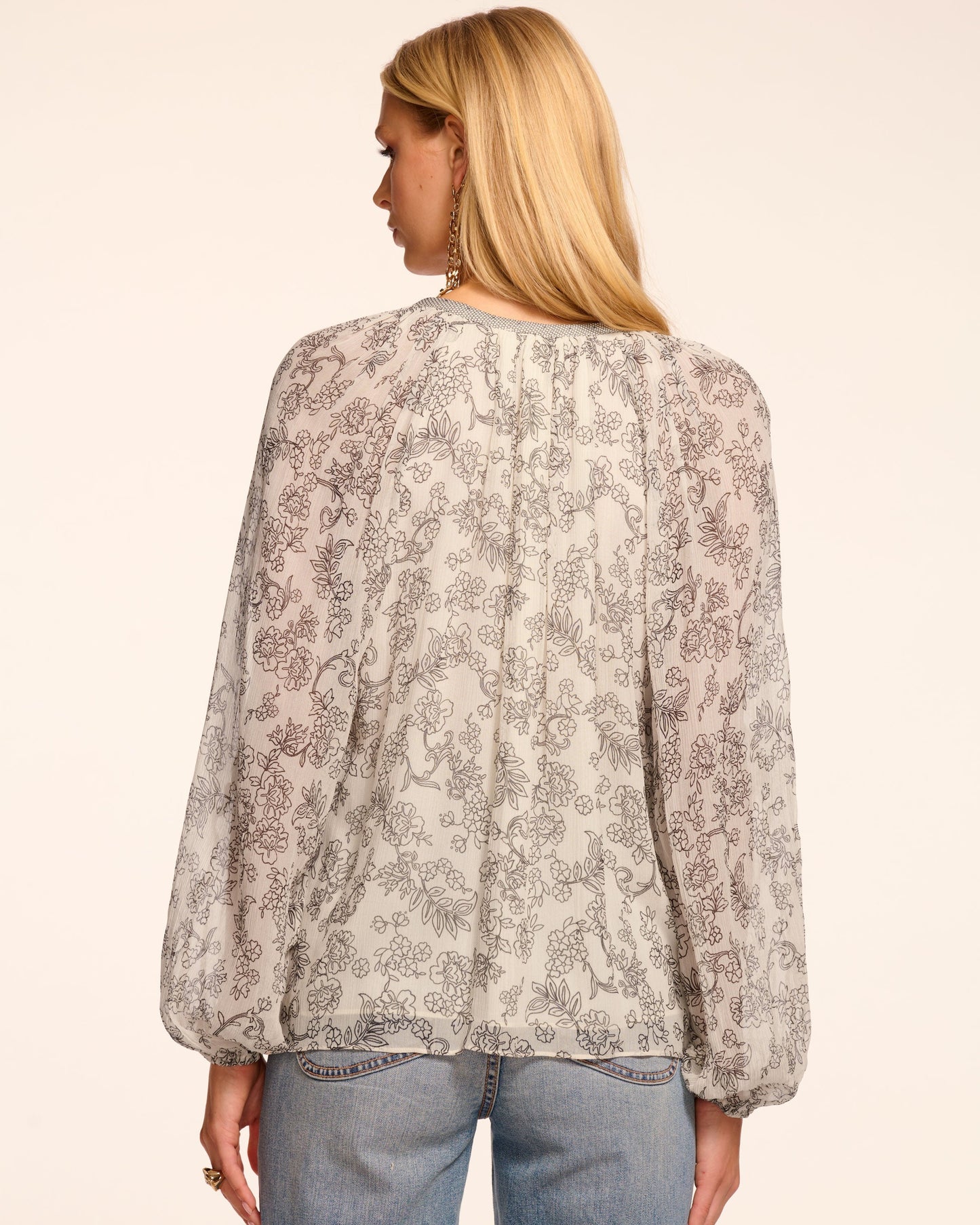 Emily Printed Silk Long Sleeve Blouse