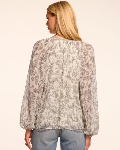 Emily Printed Silk Long Sleeve Blouse