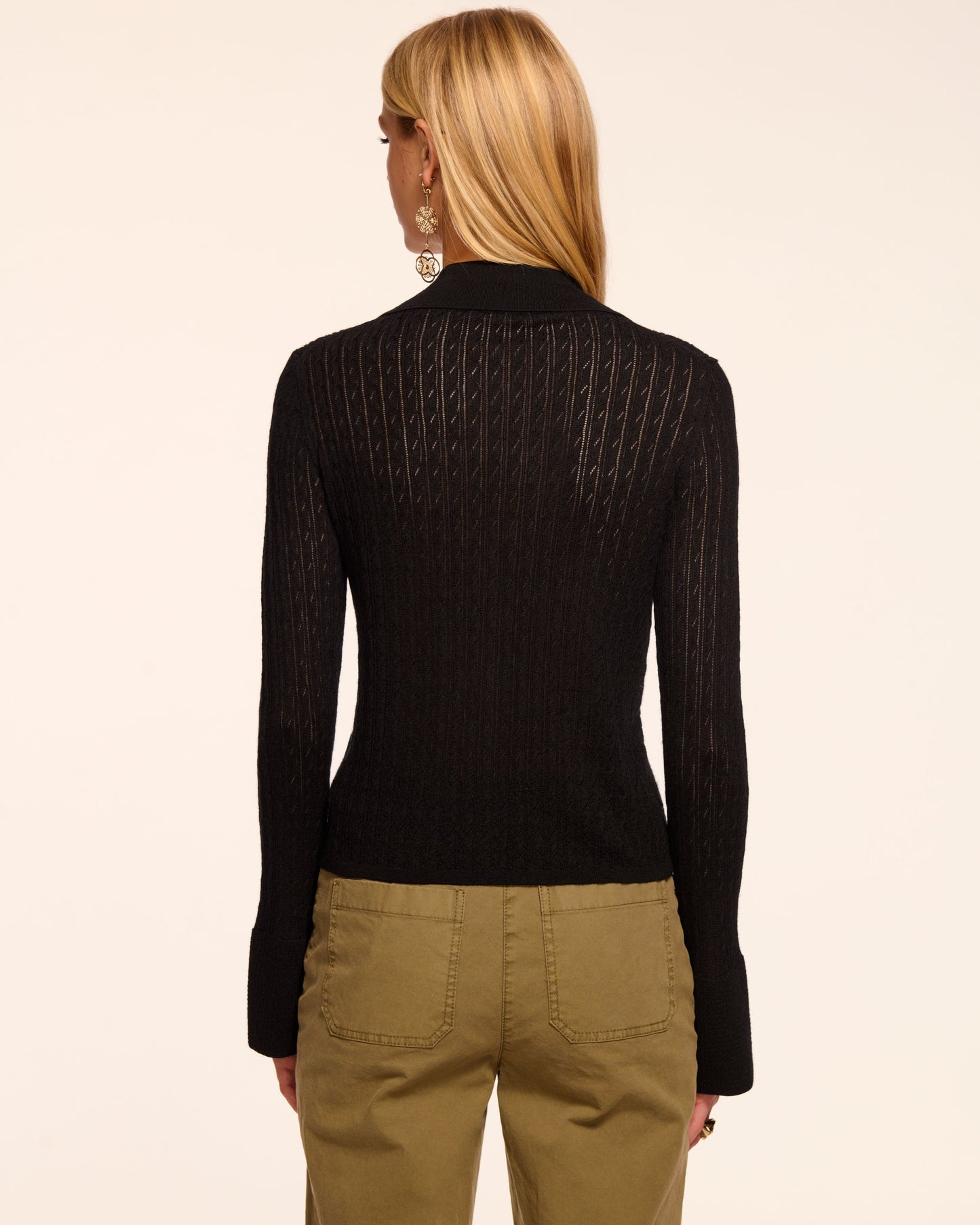 Cathy Pointelle Silk Cashmere Cardigan Sweater