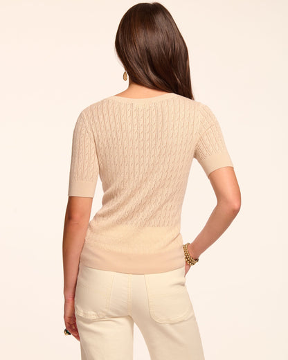 Elliot Pointelle Silk Cashmere Short Sleeve Top