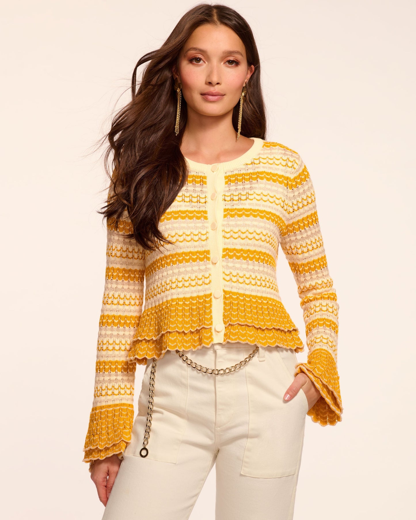 Brit Ruffled Cardigan Sweater