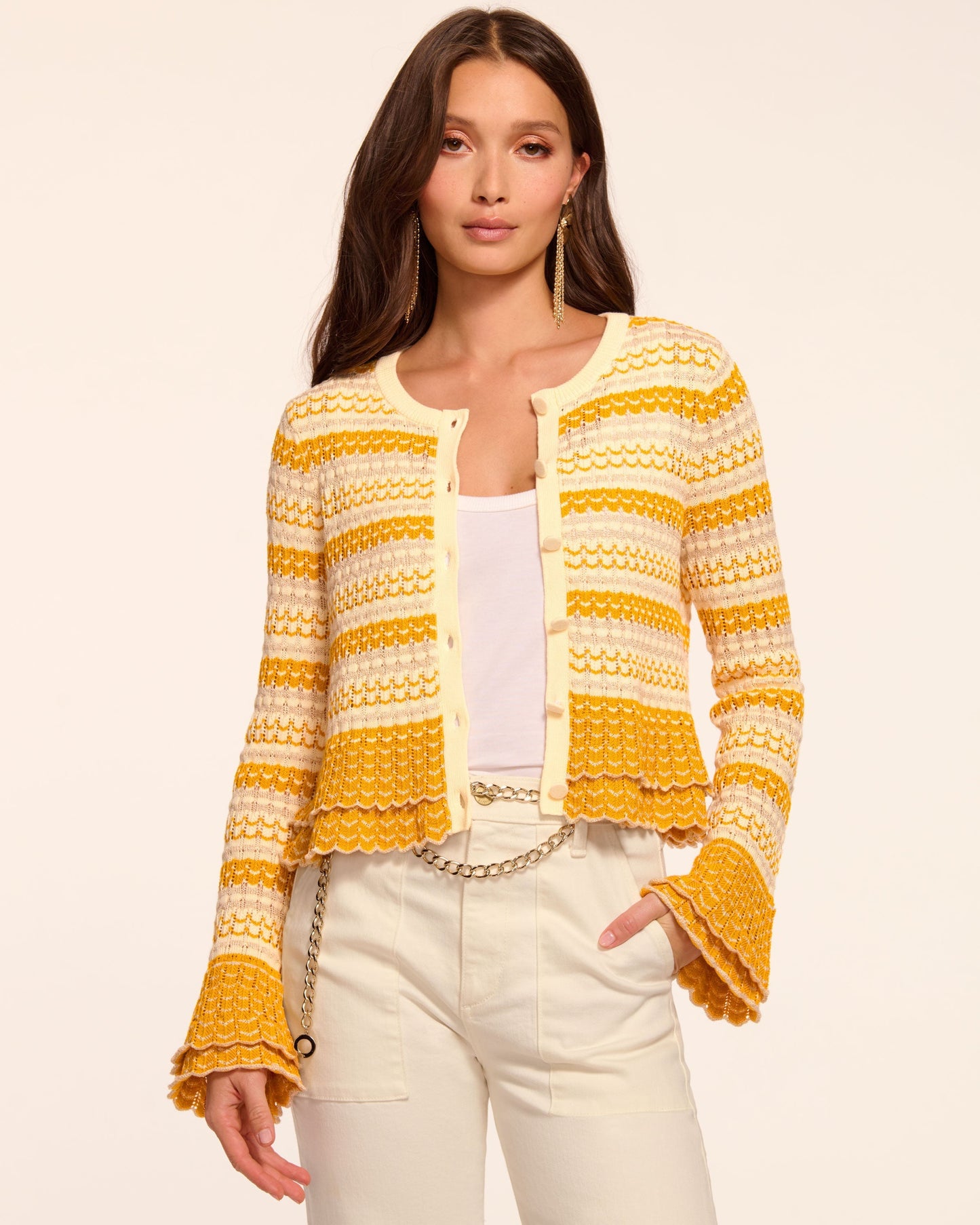 Brit Ruffled Cardigan Sweater