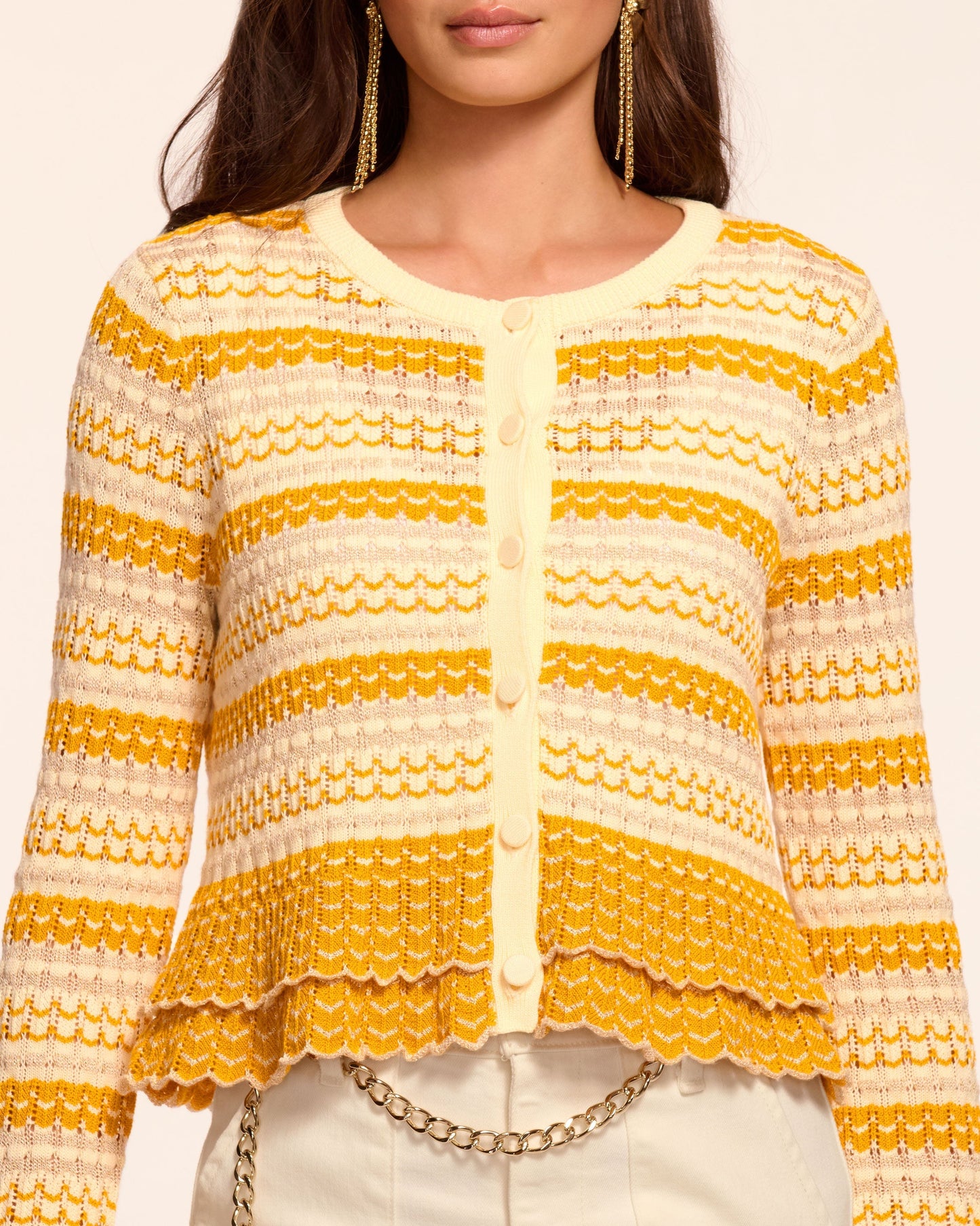 Brit Ruffled Cardigan Sweater