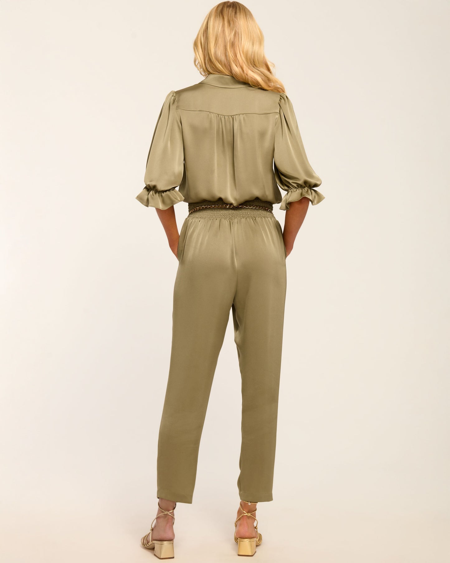 Dina Short Sleeve Button Down Jumpsuit