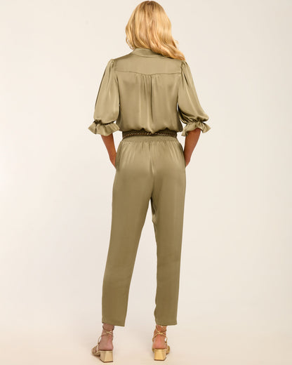 Dina Short Sleeve Button Down Jumpsuit