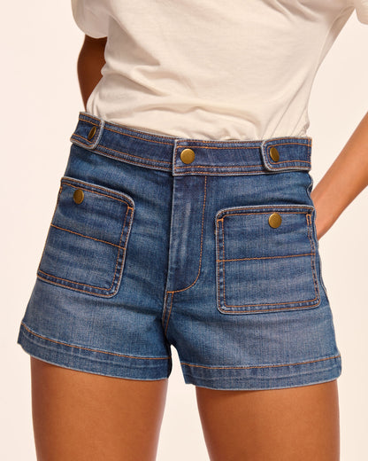 Gemma Mid-Rise Denim Mini Short