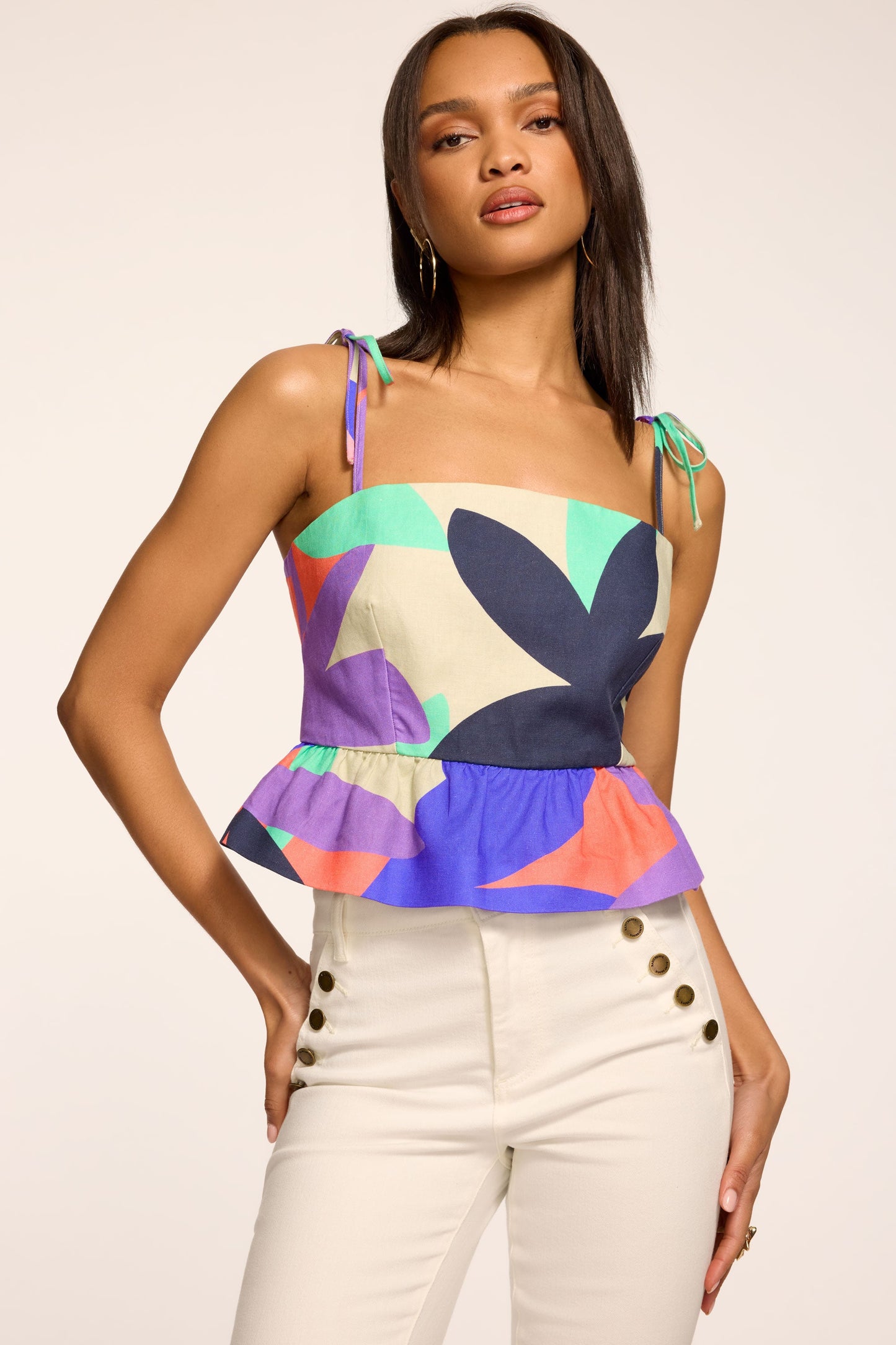 Elisa Printed Linen Tank Top