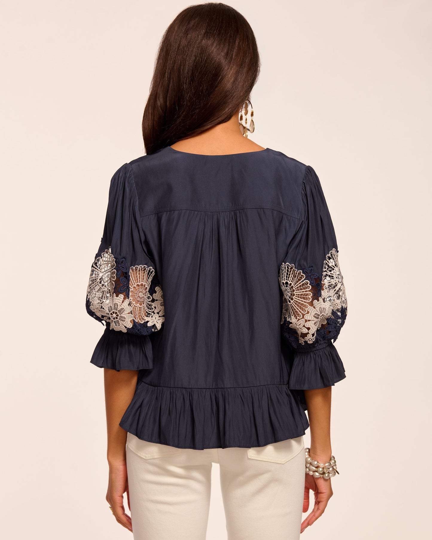 Berry Embroidered Short Sleeve Blouse | NAVY