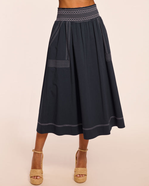 Galia Cotton Poplin Smocked Maxi Skirt