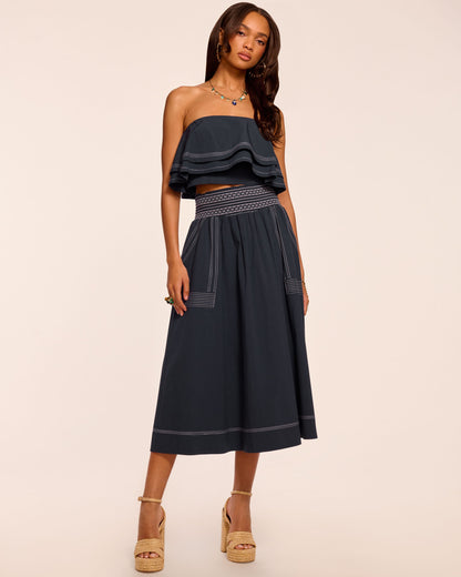 Galia Cotton Poplin Smocked Maxi Skirt
