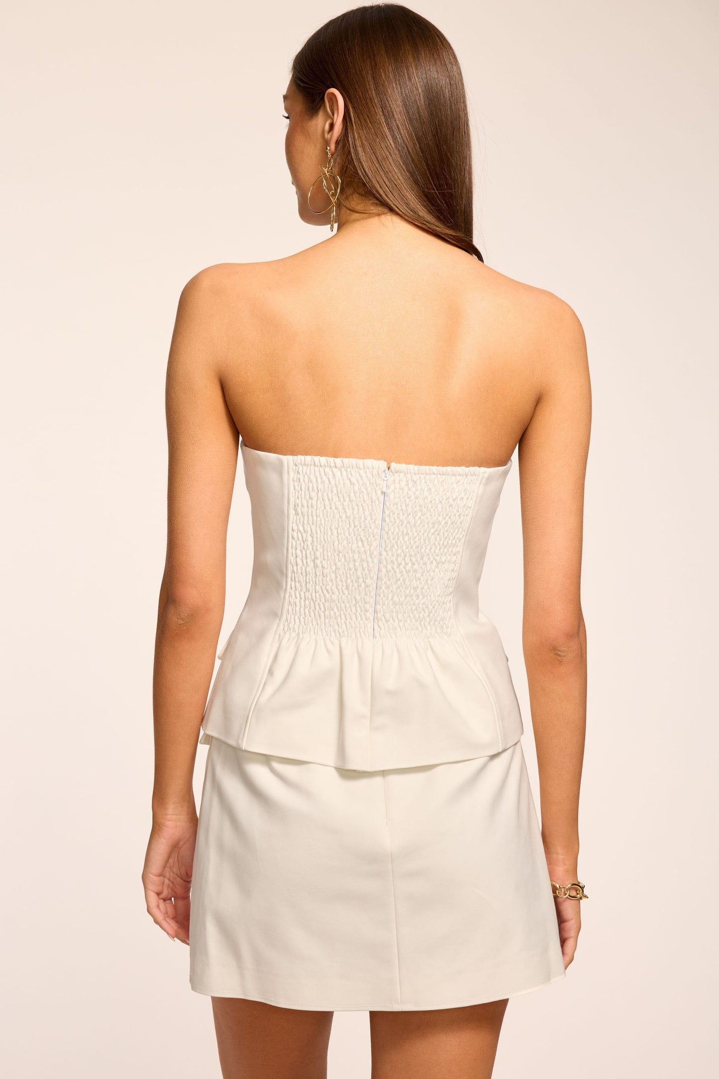 Eva Cotton Tailored Strapless Top | IVORY
