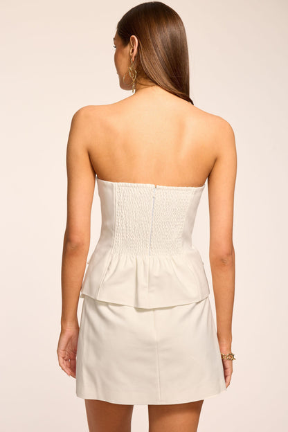 Eva Cotton Tailored Strapless Top | IVORY