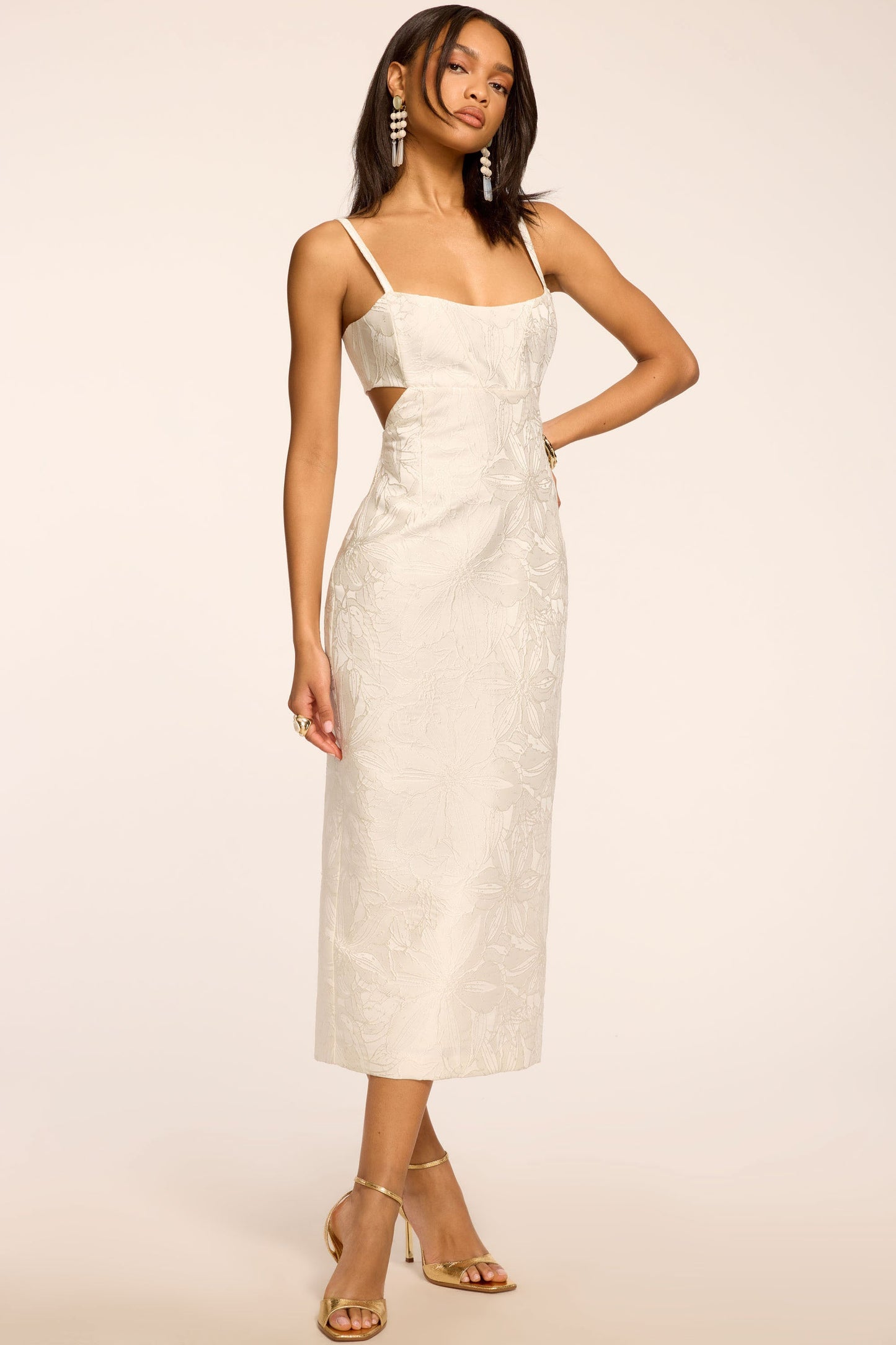 Eira Jacquard Cutout Midi Dress