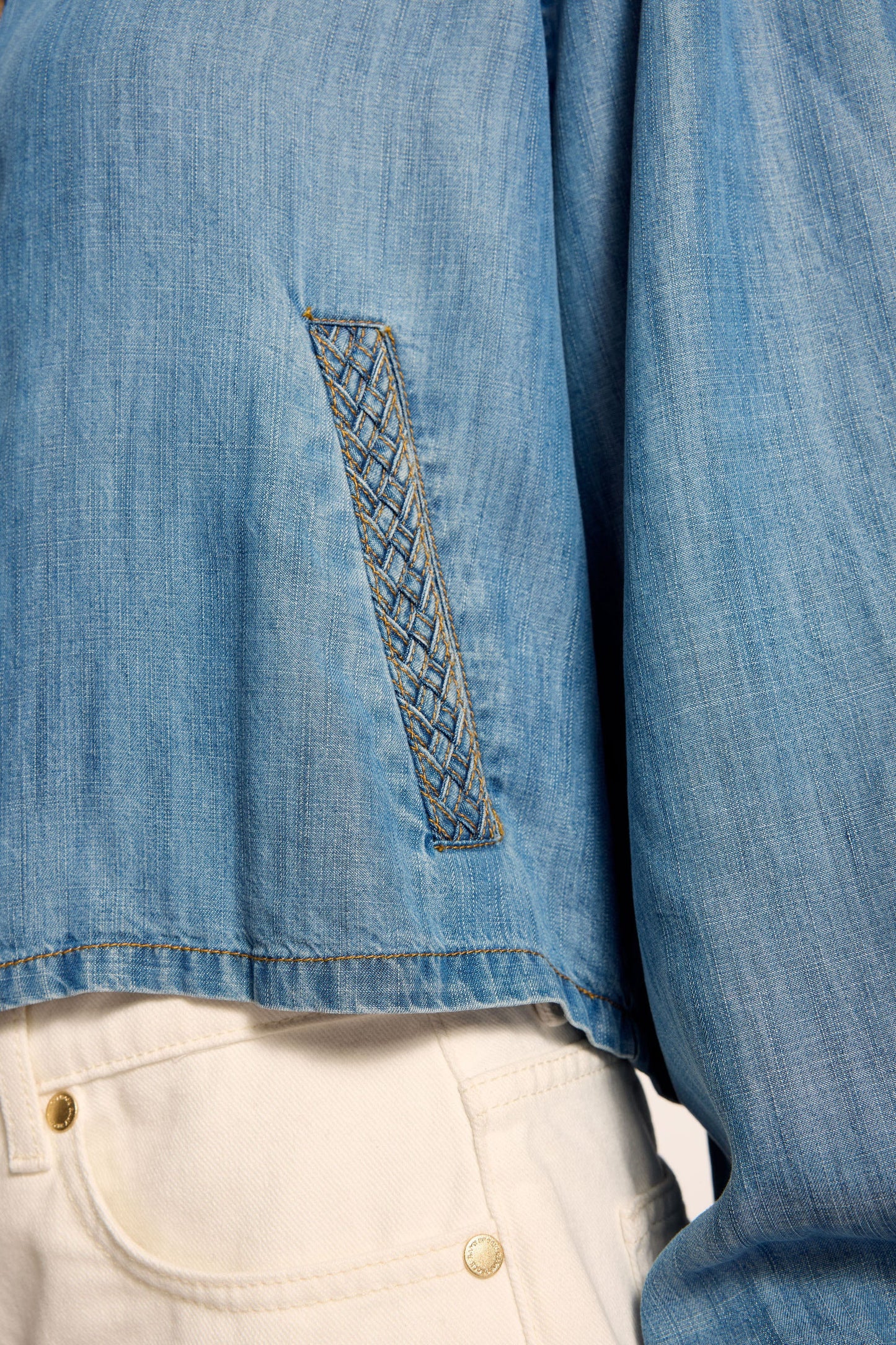 Aisla Chambray Cropped Jacket