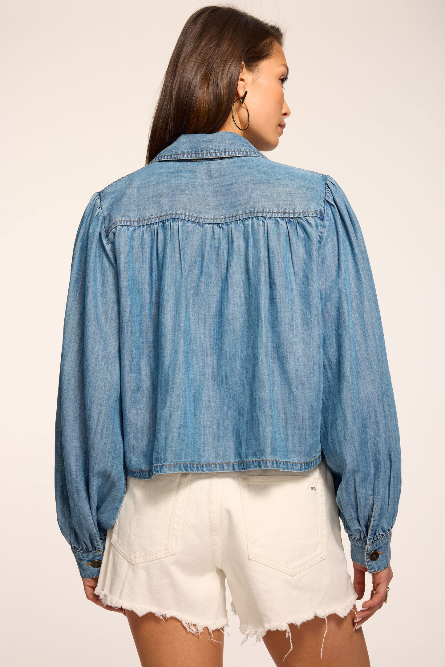 Aisla Chambray Cropped Jacket