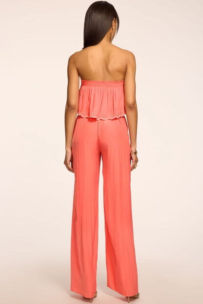 Aspen Embroidered Strapless Jumpsuit