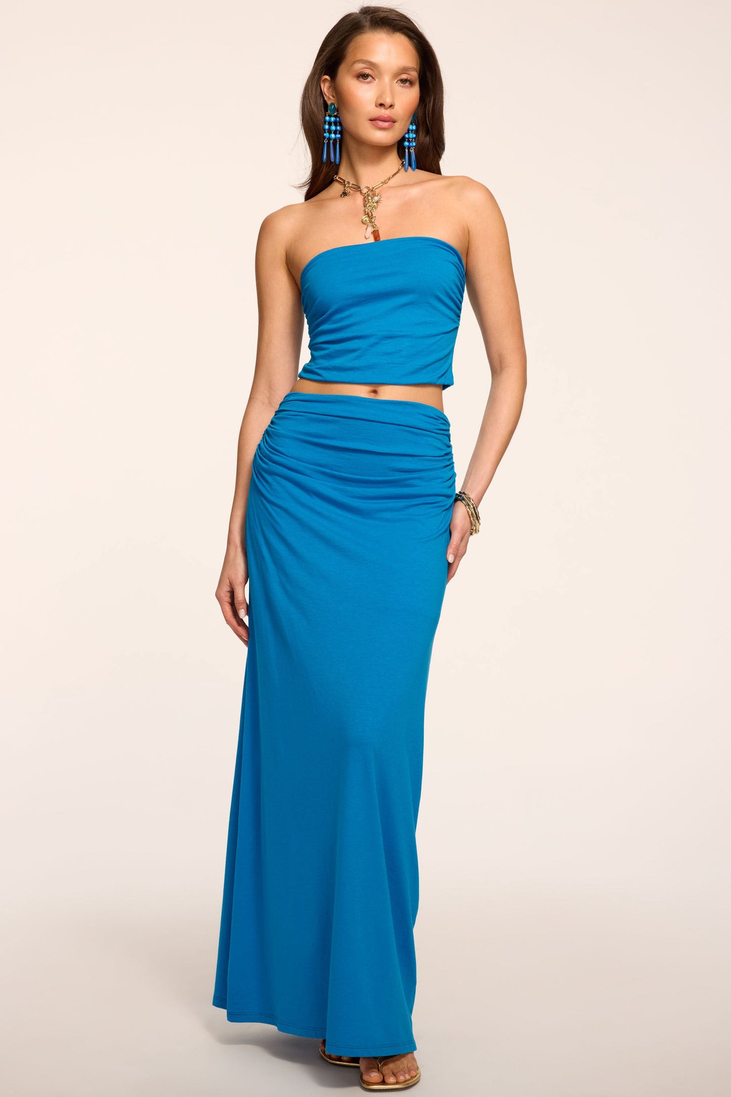 Brooklyn Ruched Jersey Maxi Skirt
