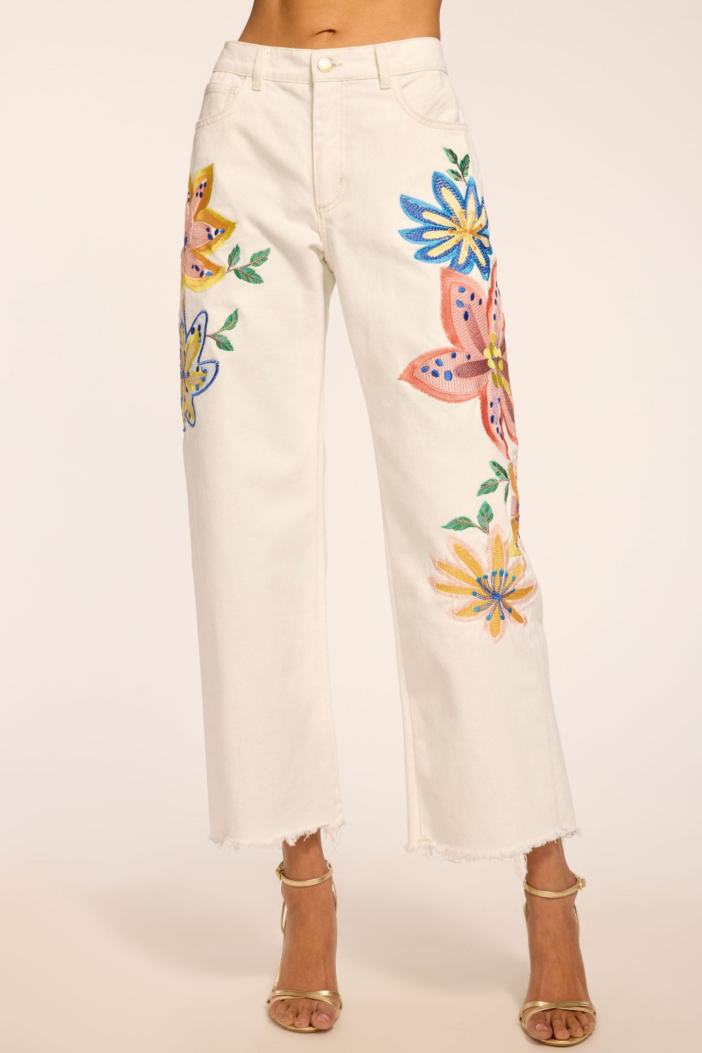 Amber Floral Embroidered Straight Leg Jean