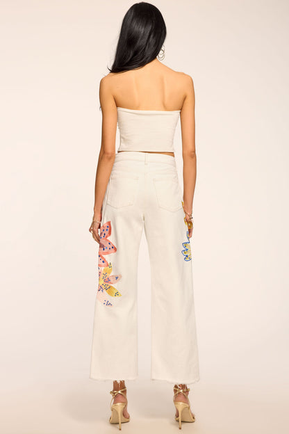 Amber Floral Embroidered Straight Leg Jean