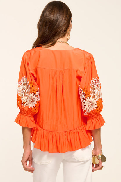 Berry Embroidered Short Sleeve Blouse