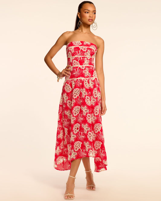 Blanca Strapless Embroidered Maxi Dress