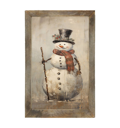 Rustic happy snowman