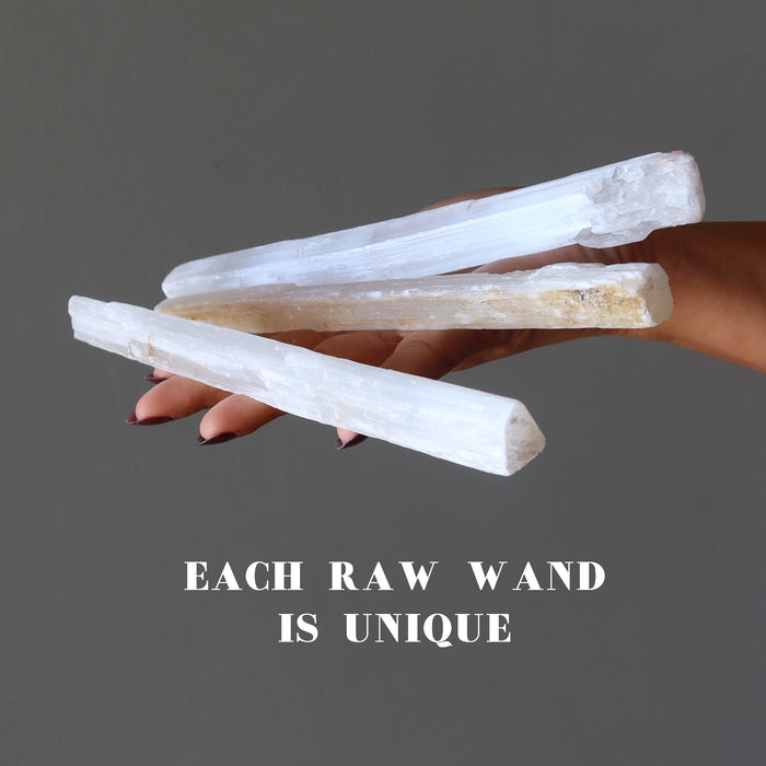 raw white selenite sticks