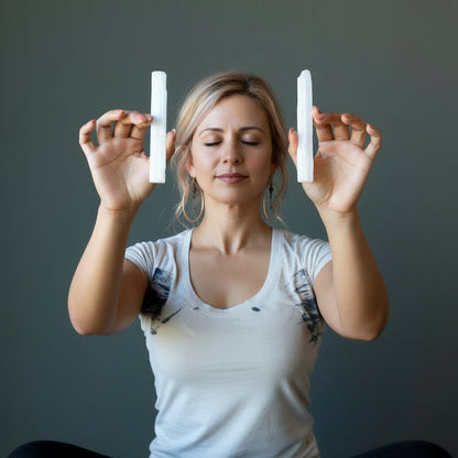 Selenite Raw Crystal Wand White Aura Sealing Stone