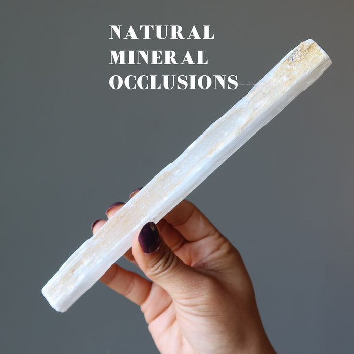 raw white selenite wand
