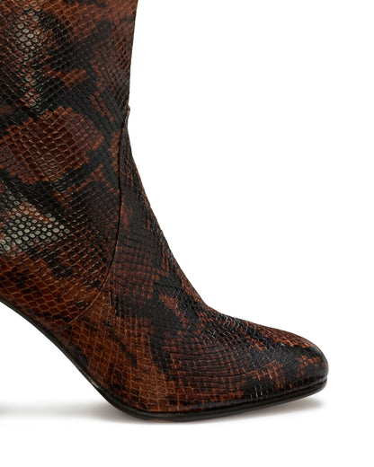 Caro Heeled Ankle Boots | BROWN SNAKE