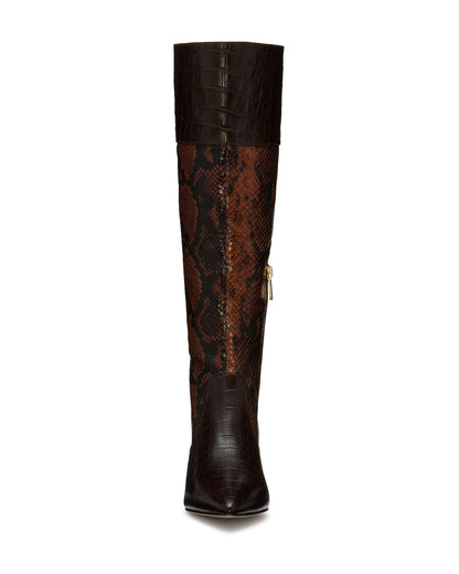 Cassie Heeled Boots | BROWN SNAKE