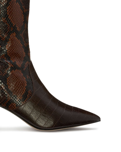 Cassie Heeled Boots | BROWN SNAKE