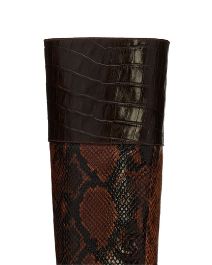Cassie Heeled Boots | BROWN SNAKE