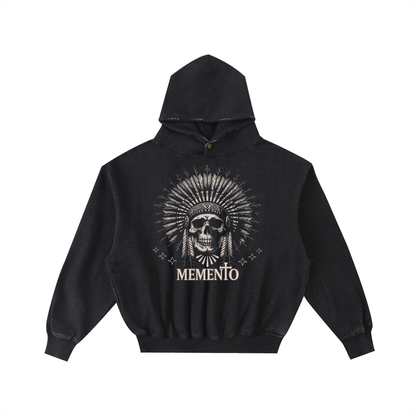 Skullz Frayed Enzyme Washed Fleece Hoodie - Memento Mori Clothing