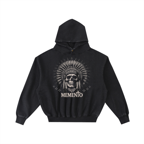 Skullz Frayed Enzyme Washed Fleece Hoodie - Memento Mori Clothing