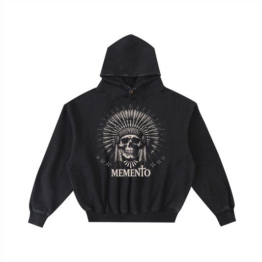 Skullz Frayed Enzyme Washed Fleece Hoodie - Memento Mori Clothing