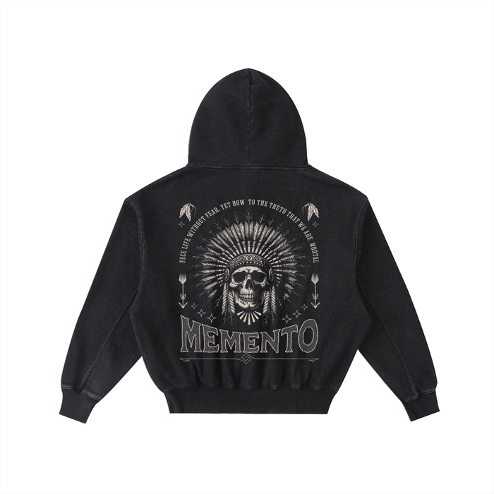 Skullz Frayed Enzyme Washed Fleece Hoodie - Memento Mori Clothing