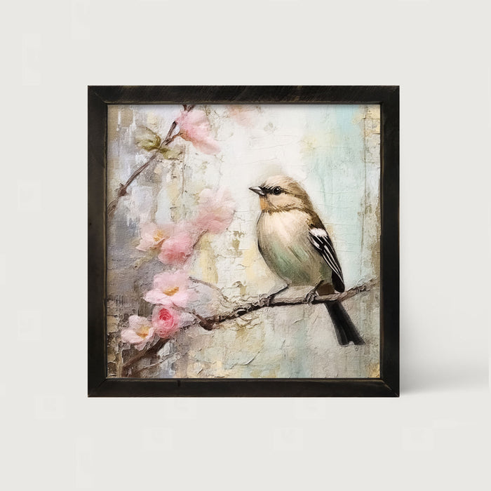 Small bird on branch - Framed Art