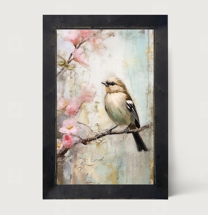 Small bird on branch - Framed Art